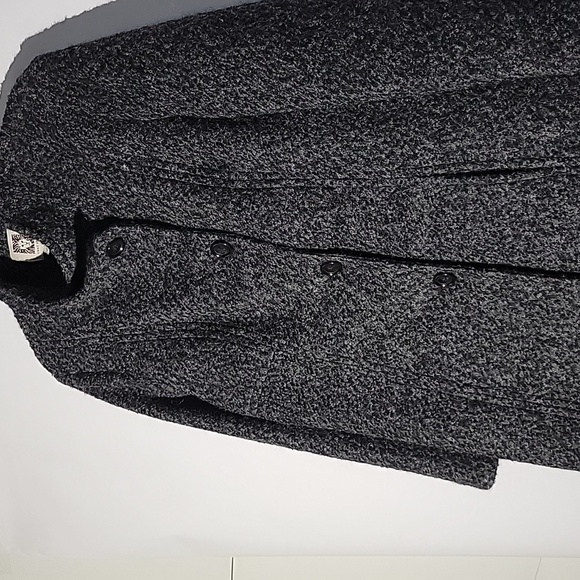 Anne Klein Funnel Neck Wool Blend Women's Black/Gray Textured Coat, Size XL - Picture 2 of 6